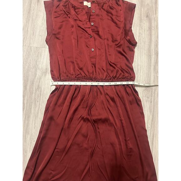 LOFT Button Down Shirtdress in Crimson Satin - Picture 6 of 6